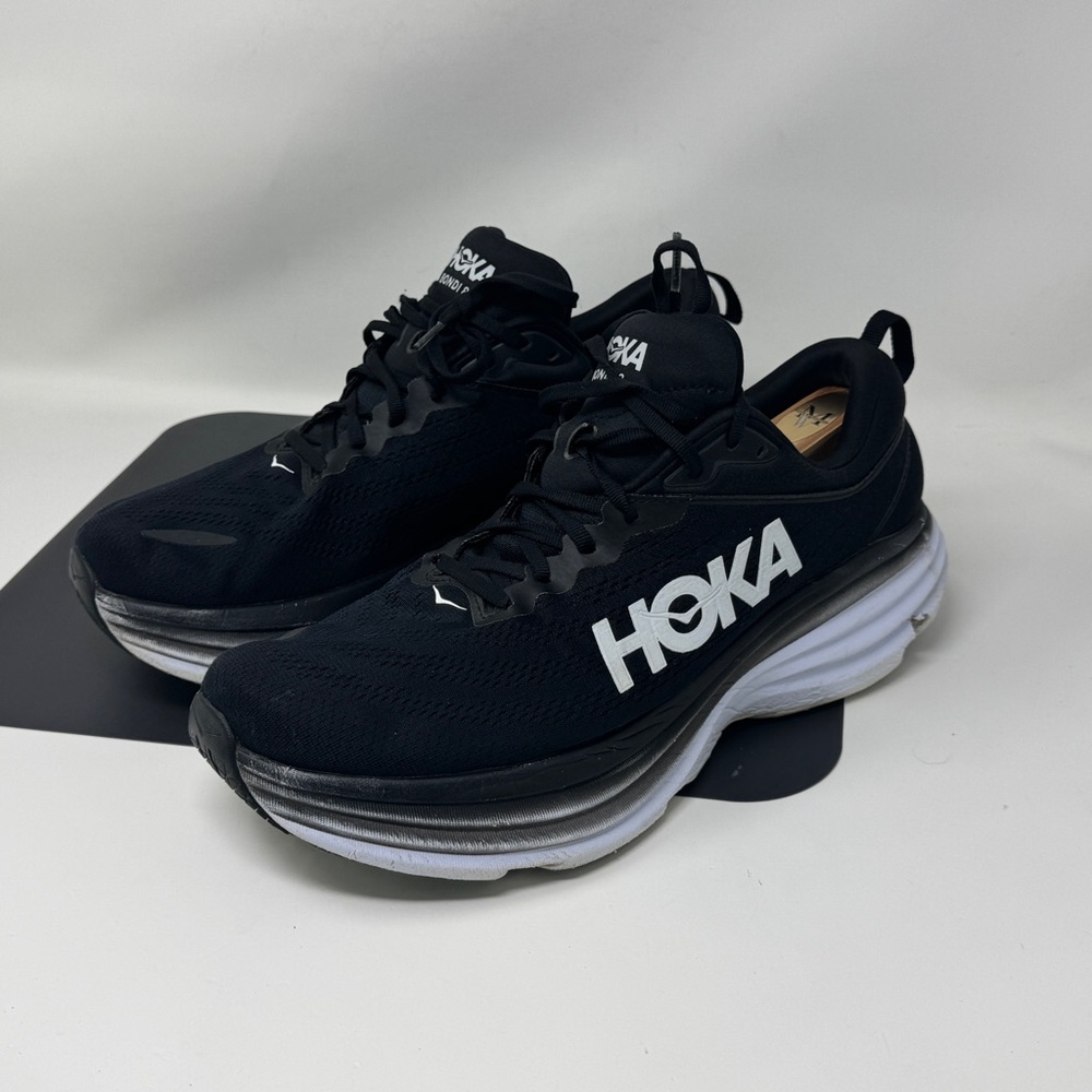 Hoka One One Bondi 8 11.5 2E WIDE BWHT Black White Running Shoes Size no insoles